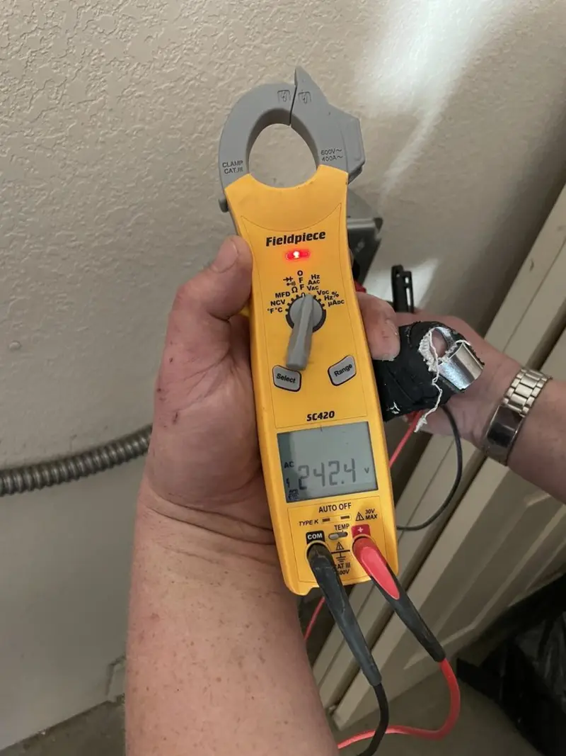 Voltage testing with clamp meter during Generator Installation in Saraland